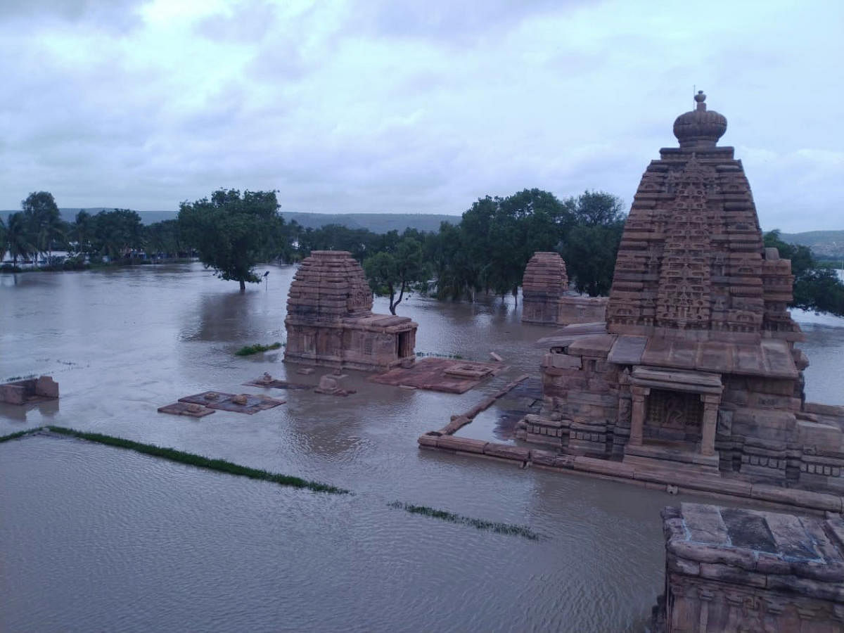 Pattadakal temple complex, a Unesco World Heritage site in Badami taluk, is under Malaprabha waters.