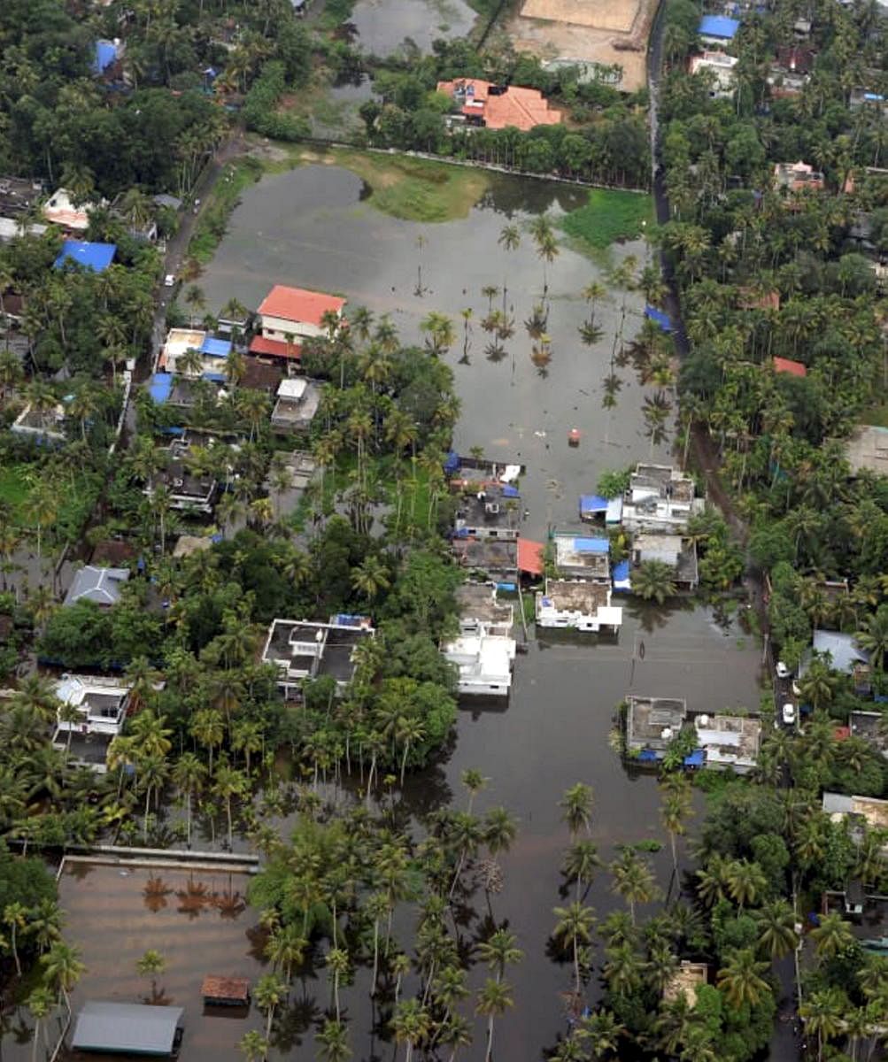 A view of a flood-affected region in Malappuram district of Kerala. PTI