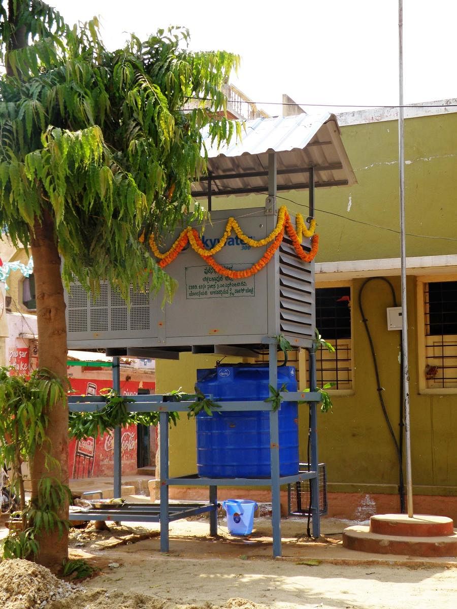 The atmospheric water generator installed in 2010 at the Town Municipal Council office in Shidlaghatta, Chickballapur district, broke down in three months. DH File Photo