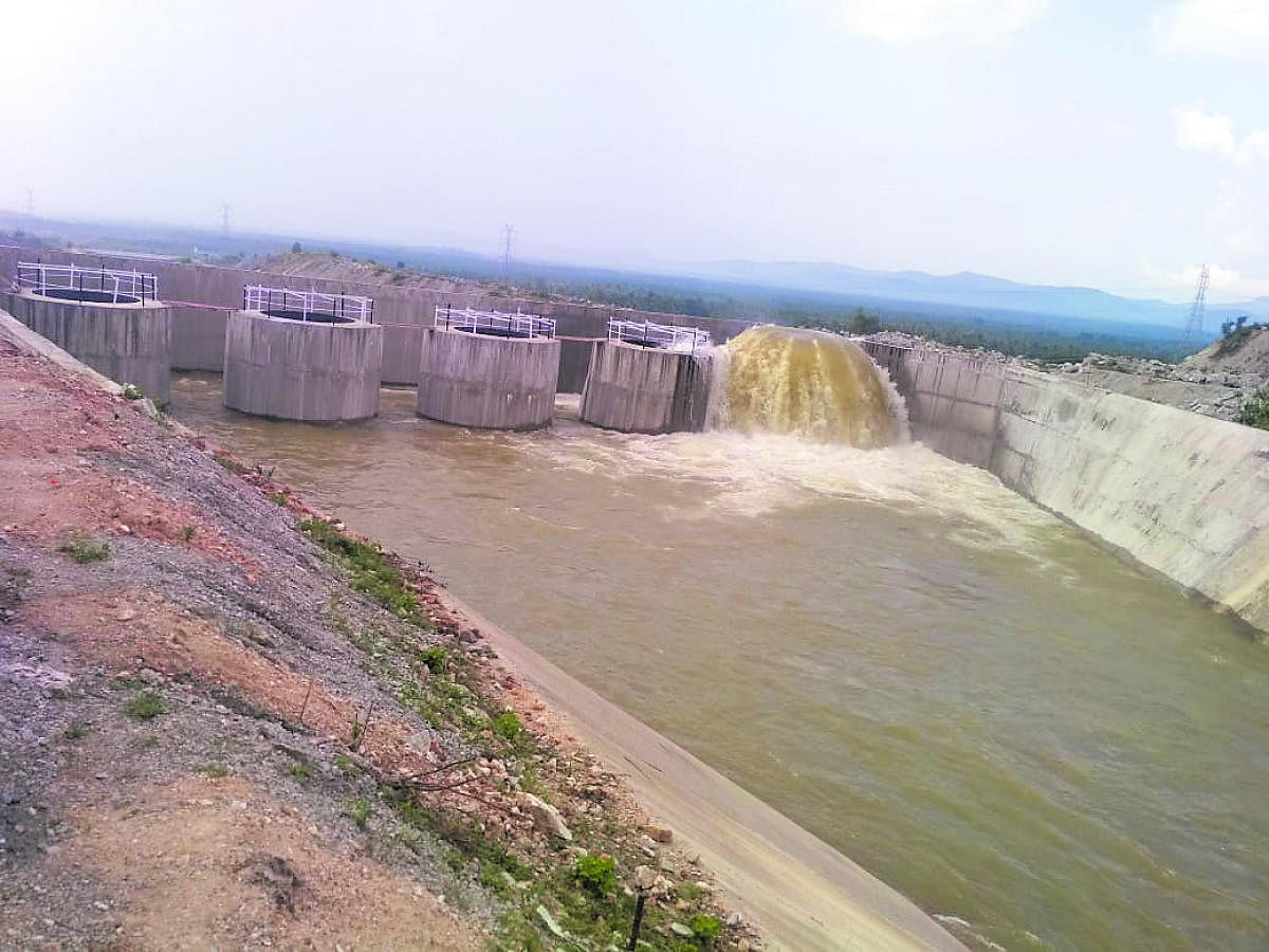 Water was released from the pump house of the Upper Bhadra canal in Bettatavarekere in Tarikere talukon Thursday.