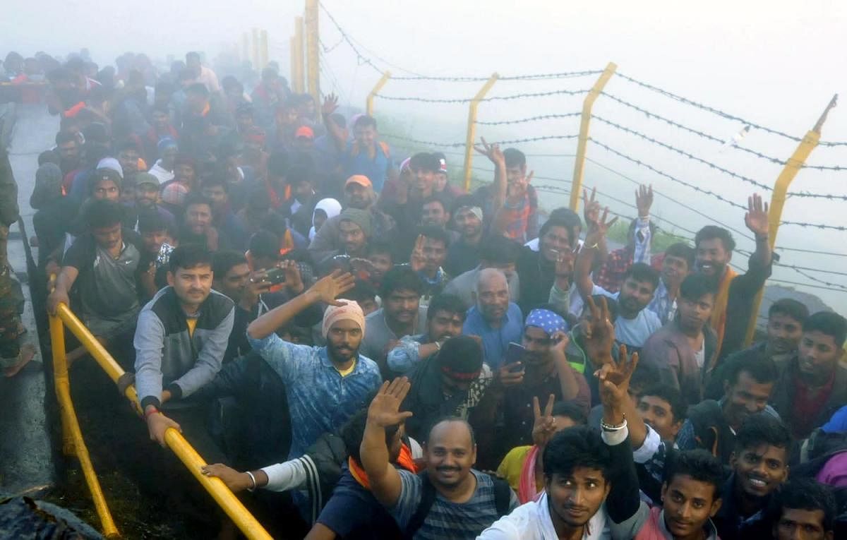 Devotees at Deviramma Betta in Chikkamagaluru.