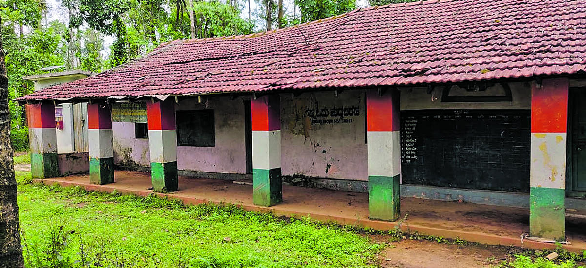 The building of the government higher primary school at Venkatipete village in Belur taluk, Hassan district, started in 1946. The school has been closed for the past five years.