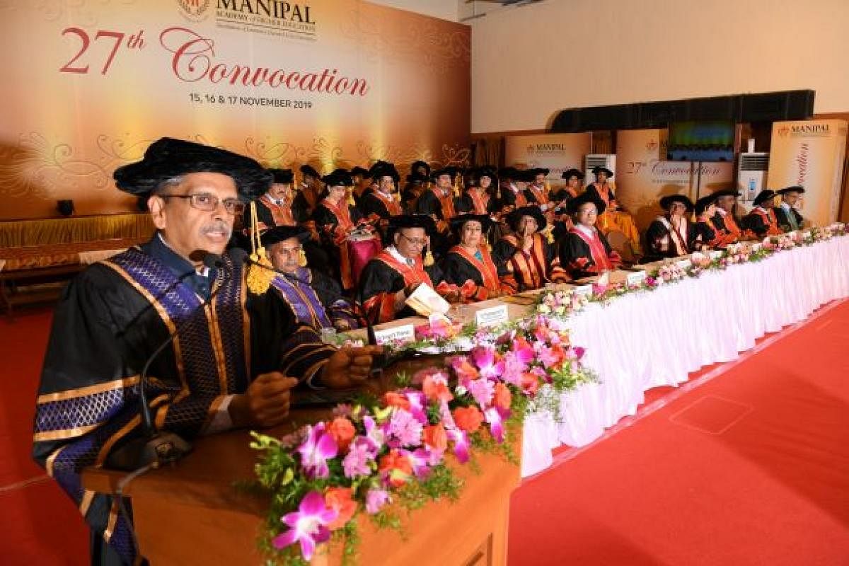 S Gopalakrishnan (Kris), Chairman of Axilor Ventures Pvt Ltd (Bengaluru), delievered convocation address at the 27th Convocation of Manipal Academy of Higher Education in Manipal.