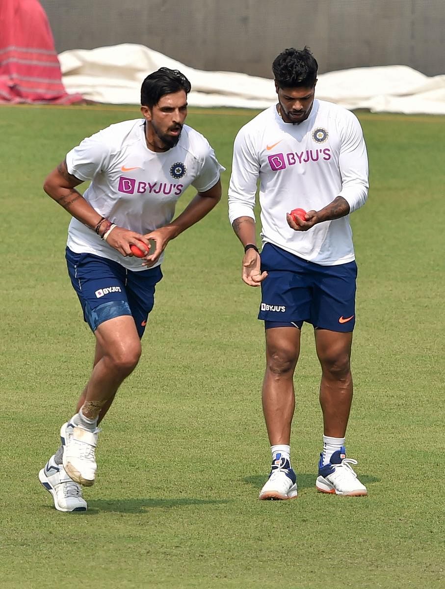 Indian pacers Ishant Sharma (left) and Umesh Yadav would be looking to wreak havoc against Bangladesh in the pink-ball Test starting on Friday. PTI