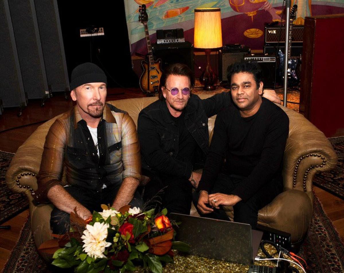 Irish band U2 has launched a new track, "Ahimsa", in collaboration with Academy Award-winning composer AR Rahman, ahead of their maiden performance in the country. Photo (Twitter @arrahman)