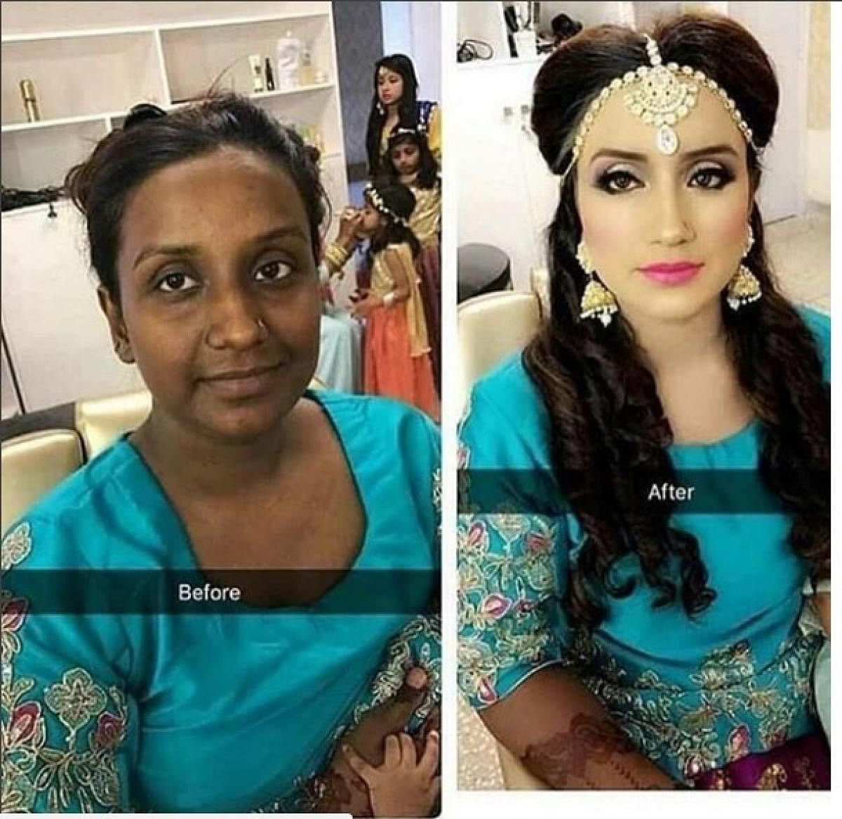 This before and after picture of an Indian bride went viral on social media and became a popular meme template too. Pic courtesy: 9gag.