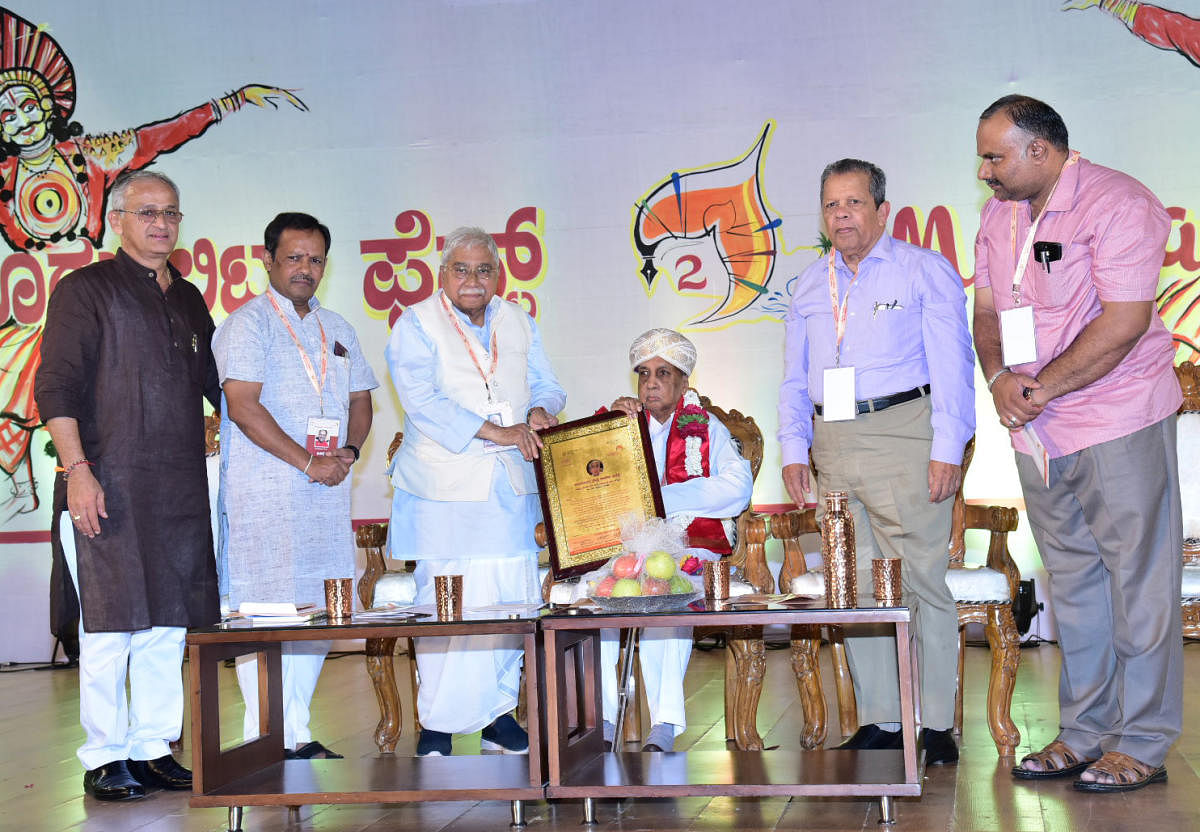 Well-known writer, researcher and Nadoja awardee Dr M Chidananda Murthy was felicitated with the lifetime achievement award at the second edition of Mangaluru Literature festival organised at Dr TMA Pai International Convention Centre in Mangaluru on Frid