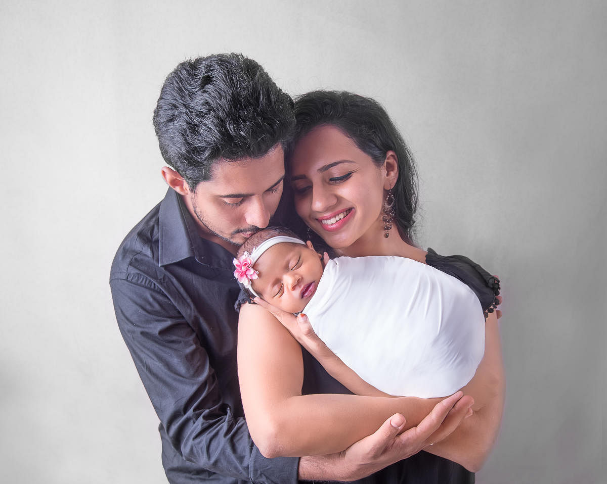 Sruthi Hariharan and Raam Kumar with their four-month old daughter Janki.