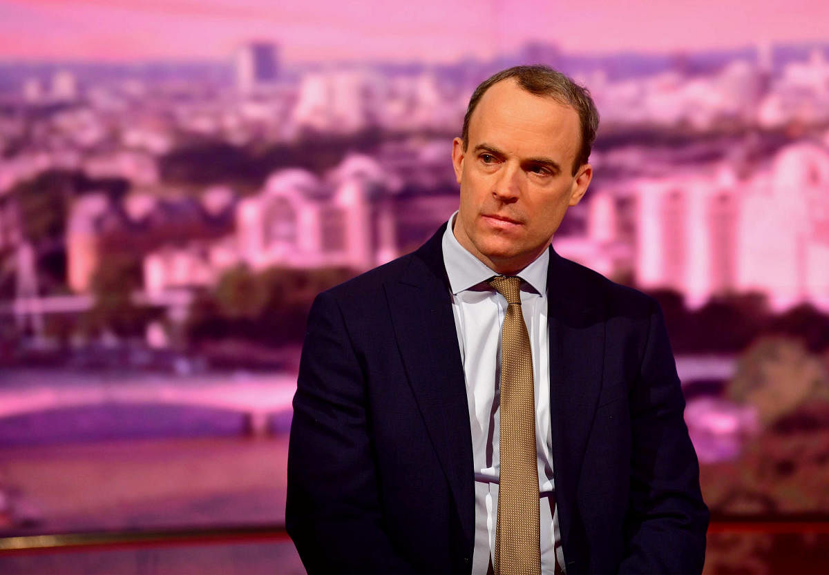 Britain's Foreign Secretary Dominic Raab appears on BBC TV's The Andrew Marr Show. (REUTERS photo)
