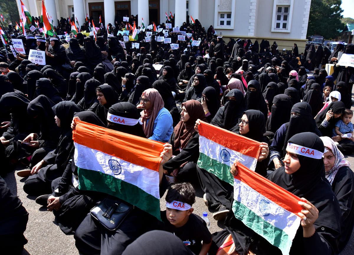 Women, especially Muslim women, continue to stage sit-in protests in different parts of the country. (Above) From a protest at Town Hall. PHOTO by: GOVINDRAJ JAVALI