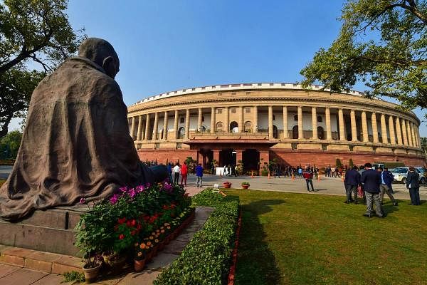New Delhi: A view of Parliament on the day of the presentation of the Union Budget 2020-21 in the Lok Sabha, in New Delhi, Saturday, Feb. 1, 2020. (PTI Photo)