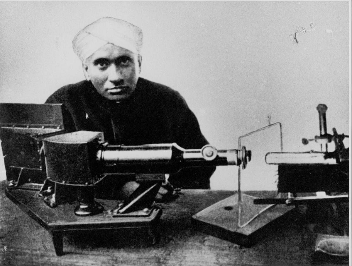 Sir C V Raman with his spectrograph at Indian Association for the Cultivation of Science, Kolkata. Photo courtesy: Sowmithri Ranganathan/IISc Archives