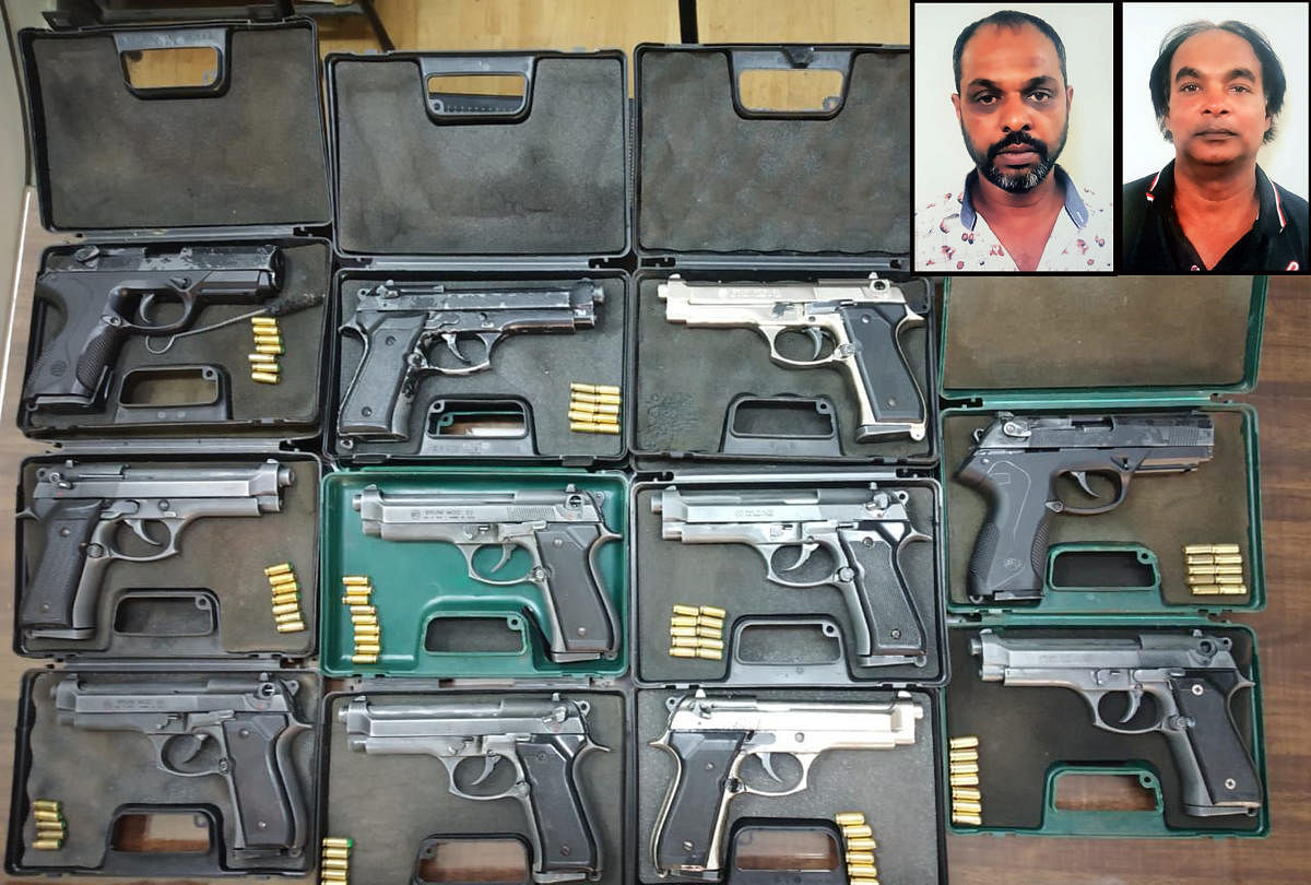 The guns seized from the suspects