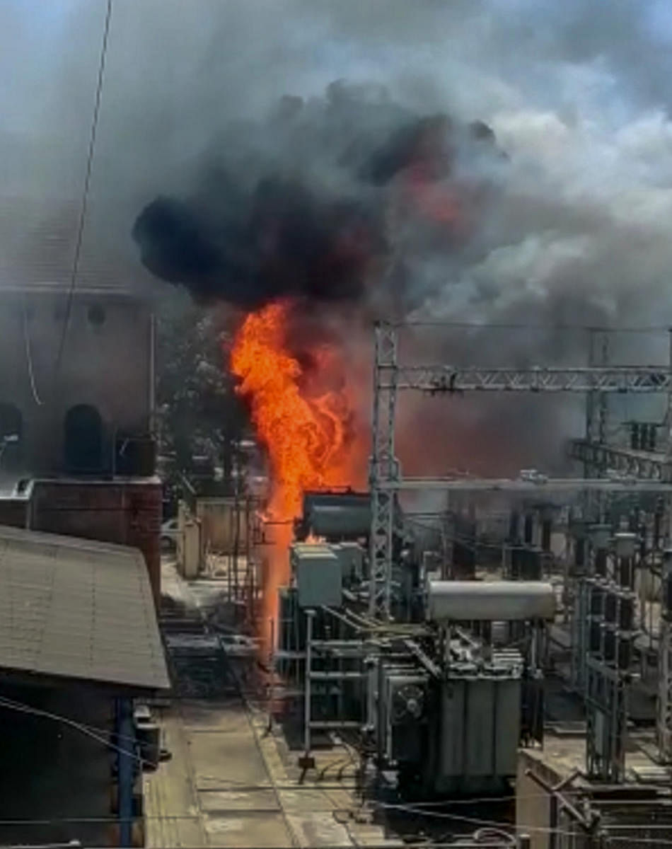 A major fire broke after a transformer blast at the 220kv substation near Anand Rao Circle in Bengaluru on Monday. 