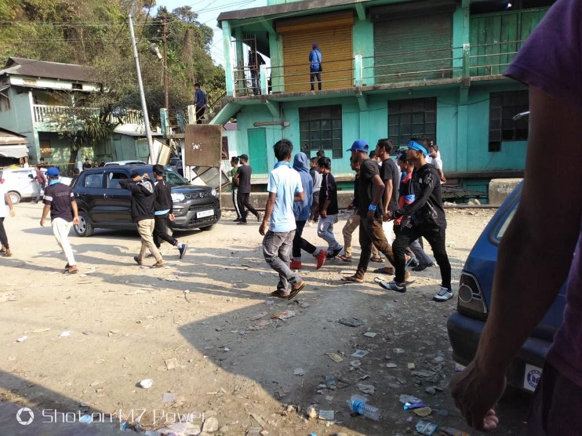 Violence affected area at Ichamati in East Khasi Hills district in Meghalaya on Friday.