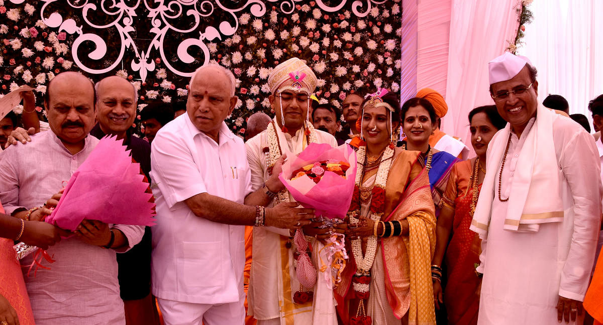 Chief Minister B S Yediyurappa on Sunday attended a marriage ceremony in Belagavi (DH Photo)