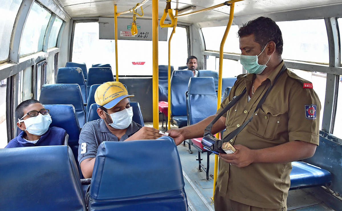 The need for social distancing might make passengers wary of public transport, say experts. DH PHOTO/Ranju P