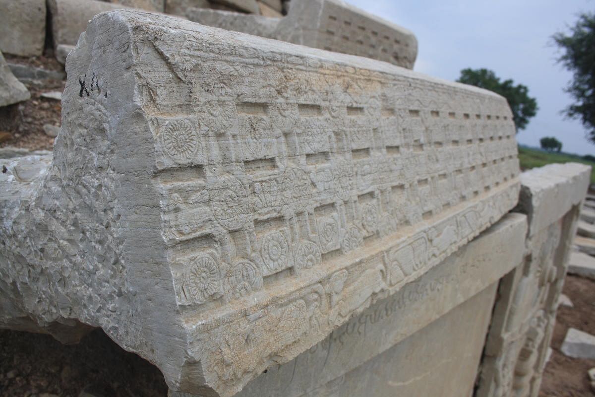 Puphagahanis (flower containers) and sculptured panels that covered the stupa at Kanaganahalli were donated by the many Buddhist followers across the country. Photo by Srikumar M Menon