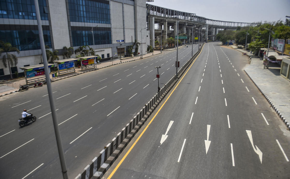 GST road near Chennai Airport wears a deserted look during 'Janata curfew' in the wake of coronavirus pandemic, in Chennai. (PTI Photo)