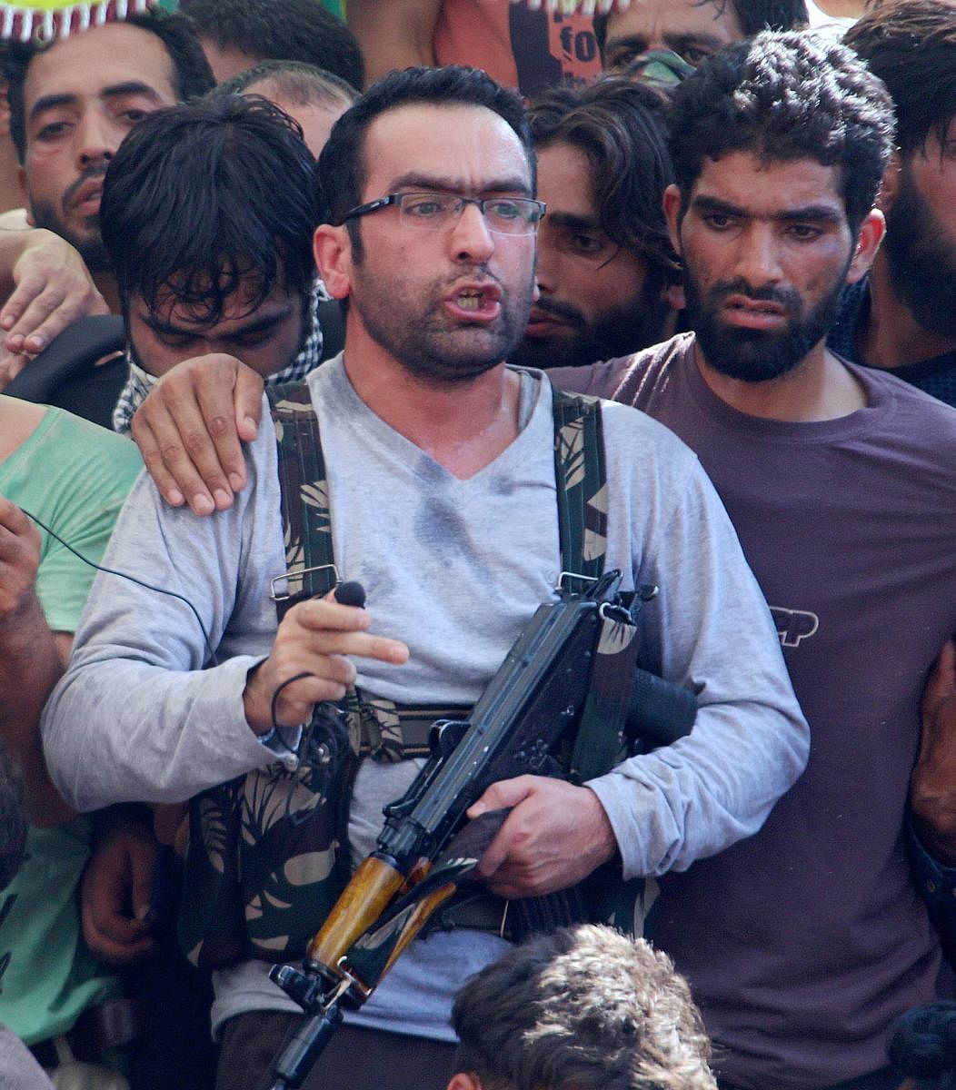 Pulwama: In this July 30, 2017 photo, is seen Commander-in-Chief of Hizbul Mujahideen Riyaz Naikoo. Naikoo was killed in an encounter with security forces at Beighpora area in Pulwama district of South Kashmir on Wednesday, May 6, 2020. (PTI Photo)(PTI06-