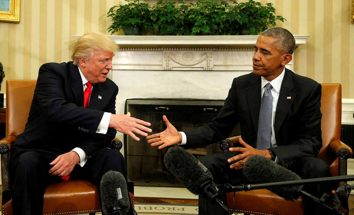 Obama meets with Trump at the White House in Washington on November 10, 2016 (Reuters Photo)