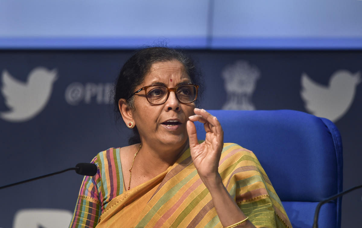 Finance Minister Nirmala Sitharaman announces the second tranche of relief measures on Thursday. PTI