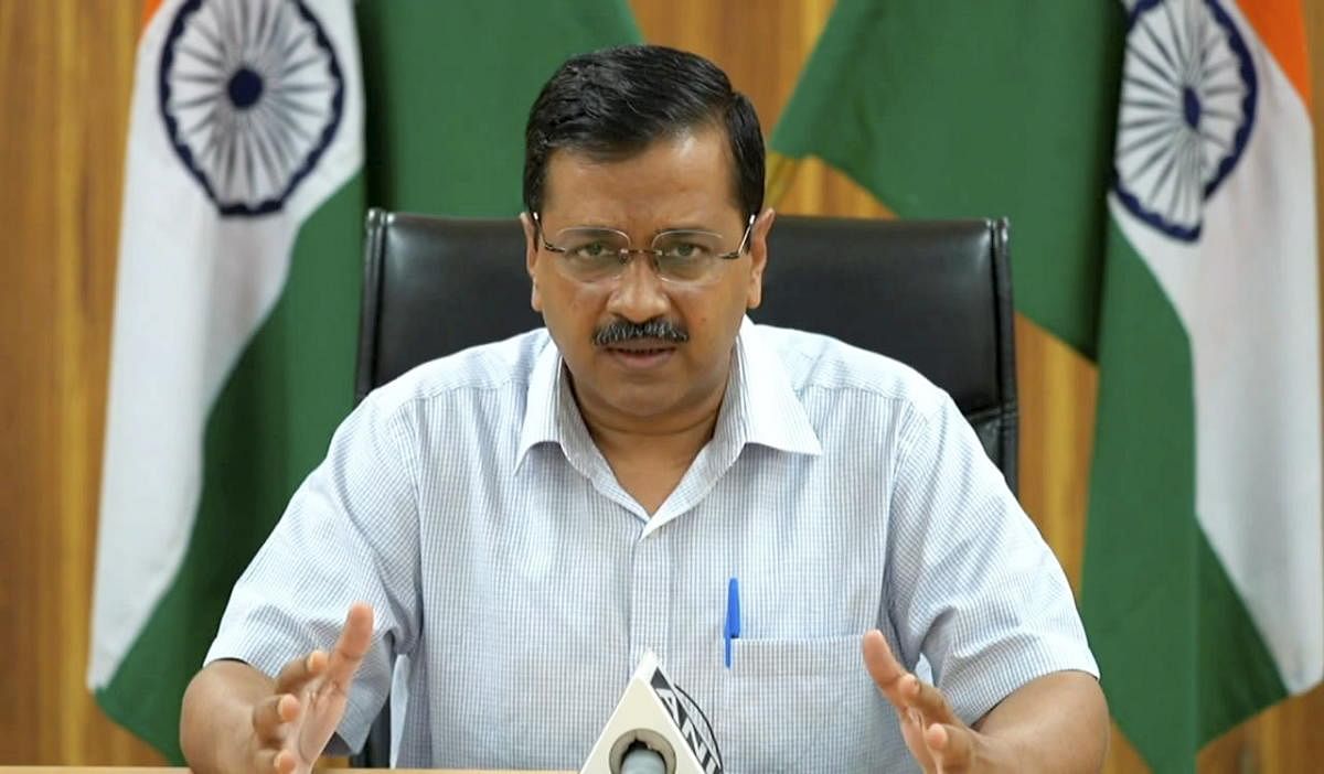 Delhi Chief Minister Arvind Kejriwal addresses a digital press conference on the coronavirus pandemic, in New Delhi, Sunday, March 29, 2020. (PTI Photo)