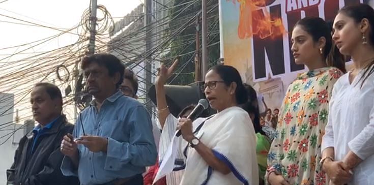 Banerjee, who is also the TMC supremo, claimed that the Centre has stopped railway services in the state over "one or two minor incidents" of violence. Photo/Twitter (@AITCofficial)