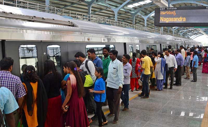 Bangalore Metro Rail Corporation Limited (BMRCL) said on Saturday that the number for Friday was higher than the previous record of 4.53 lakh August 14. (DH File Photo)