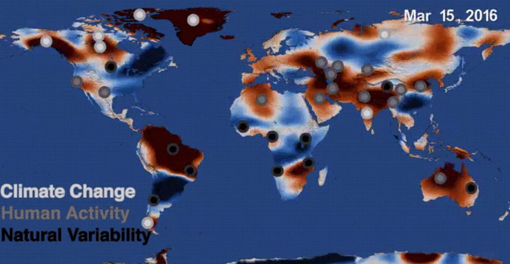 A NASA map of the Earth's freshwater resources.