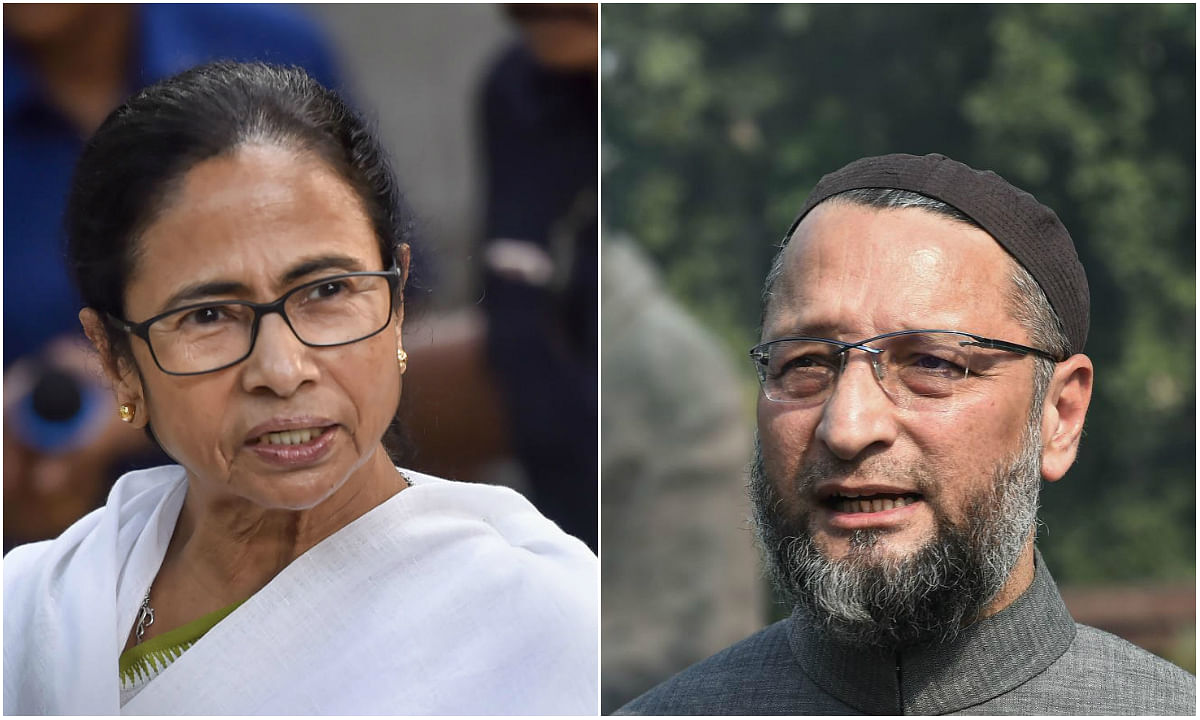 West Bengal chief Minister Mamata Banerjee (L) and All India Majlis-e- Ittehad-ul- Muslimeen President Asaduddin Owaisi (R) (PTI Photos)