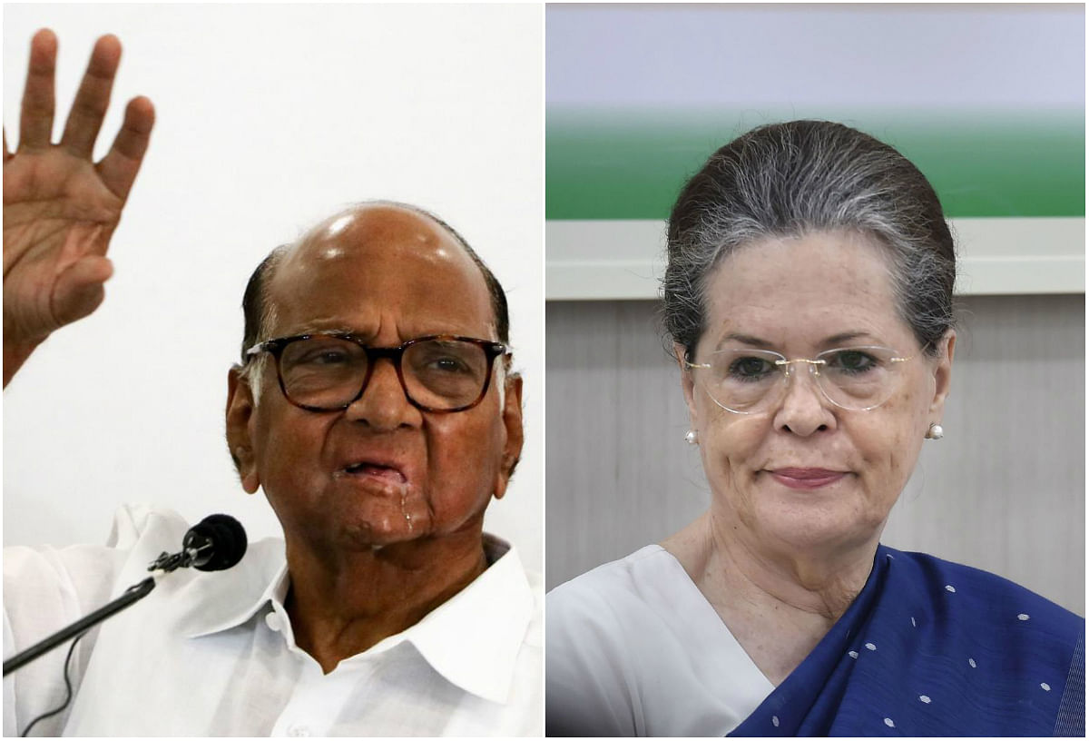 NCP Supremo Sharad Pawar (L) and Congress President Sonia Gandhi (R)