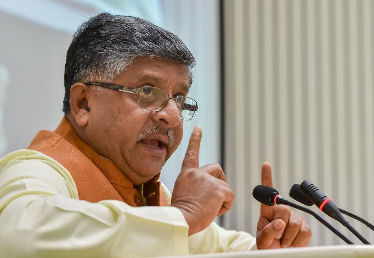  Union Minister Law & Justice, Ravi Shankar Prasad (PTI Photo)