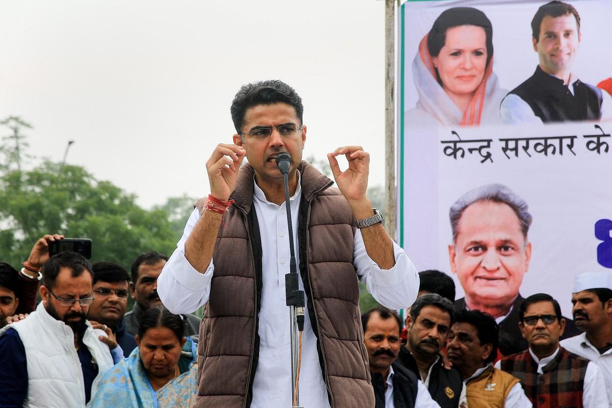"We have always talked about zero toleration on corruption.When we were in the opposition, we had opposed a mines scam involving Rs 45,000 crore," said Congress leader Sachin Pilot. Credit: PTI Photo