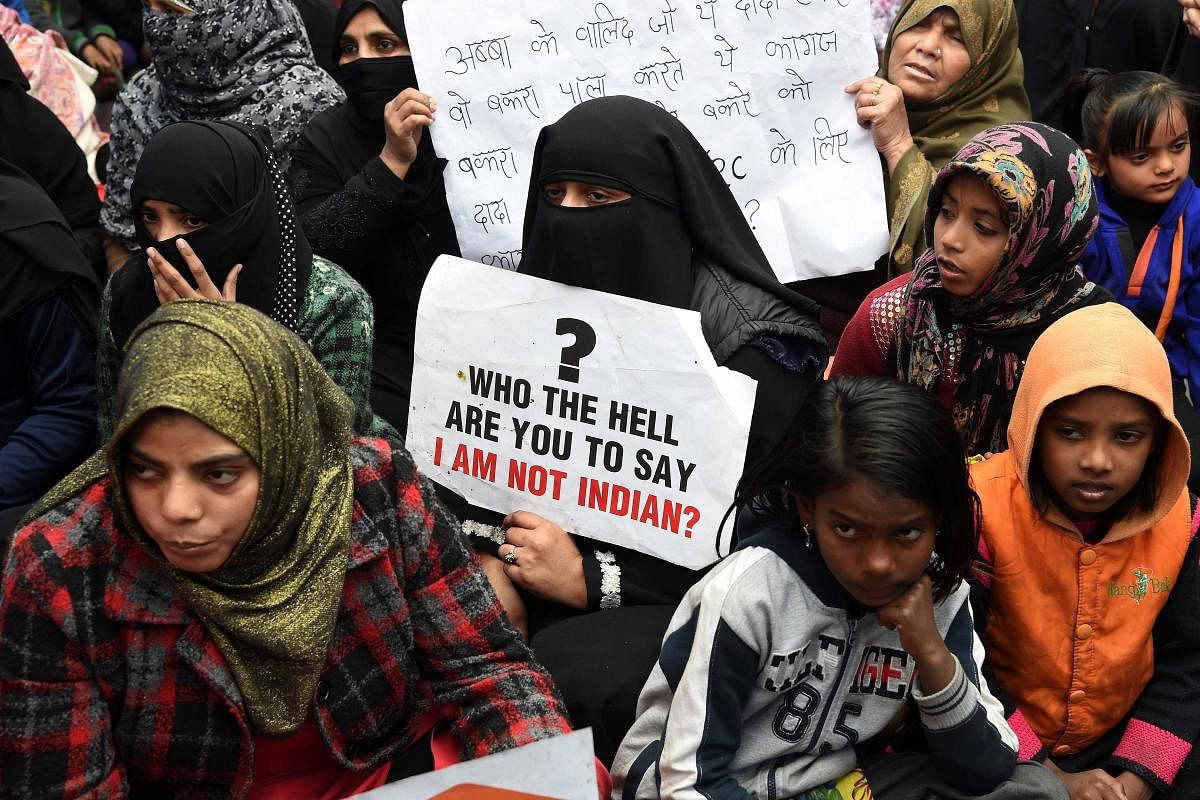 Thousands of people, including women and children, have been protesting for over a month at Shaheen Bagh and nearby Jamia Millia Islamia against the CAA and the National Register of Citizens (NRC). Credit: AFP