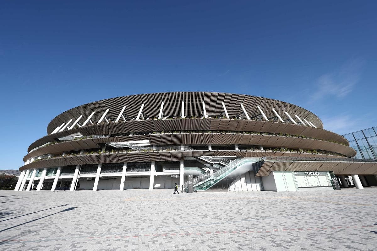 The National Stadium, venue for the upcoming Tokyo 2020 Olympic Games, is seen during a media tour following the the stadium's completion in Tokyo on December 15, 2019. AFP