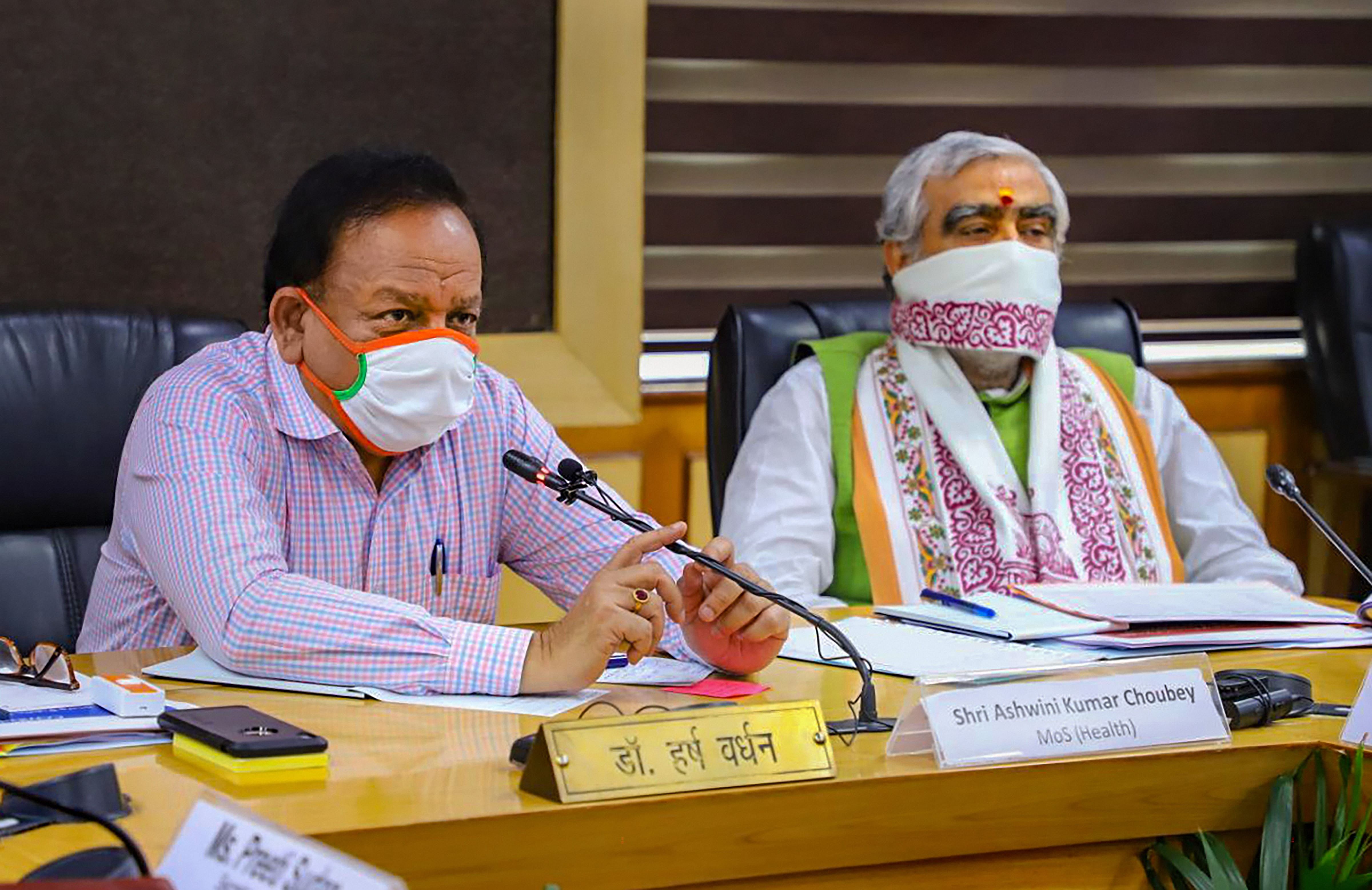 Union Health Minister Harsh Vardhan and MoS Health Ashwini Choubey. (PTI Photo)