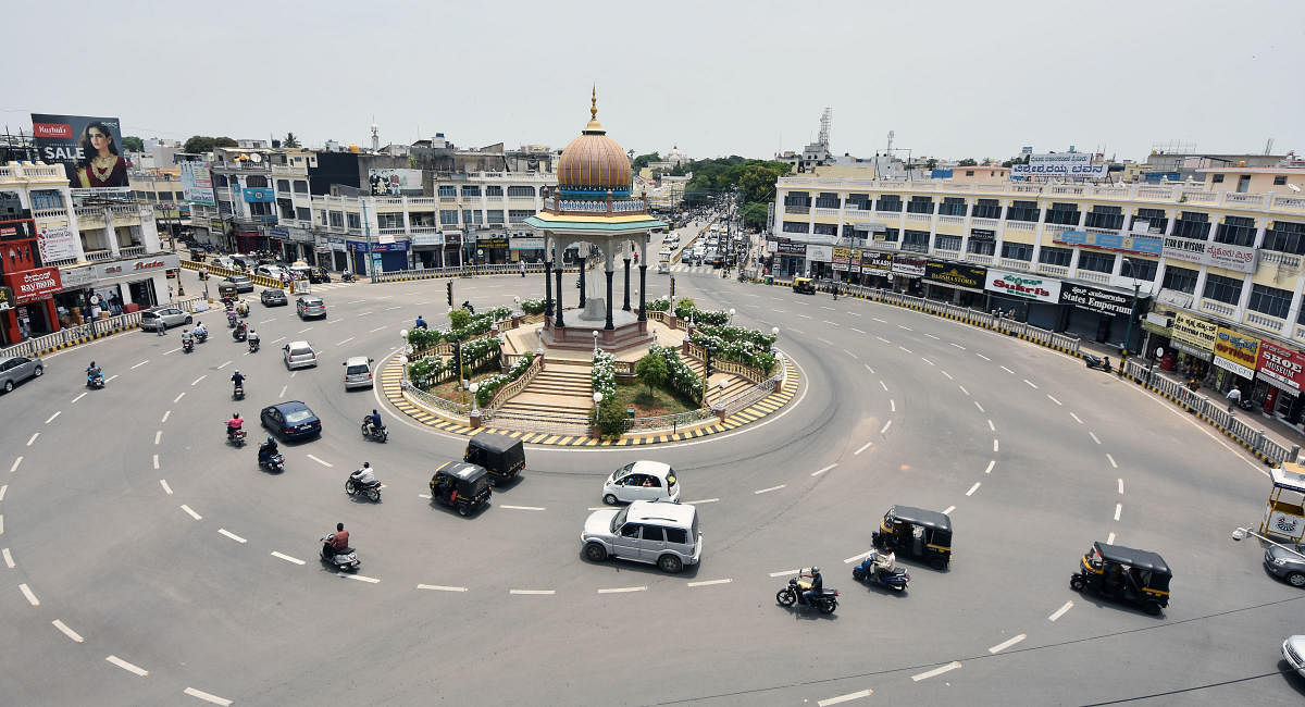 A view of KR Circle in Mysuru.