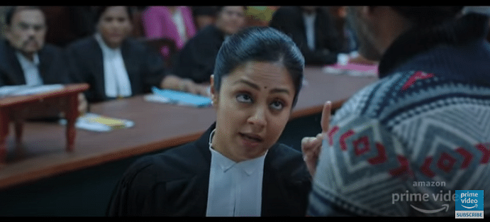 Jyothika in 'Ponmagal Vandhal'. (Credit: Screengrab/YouTube)