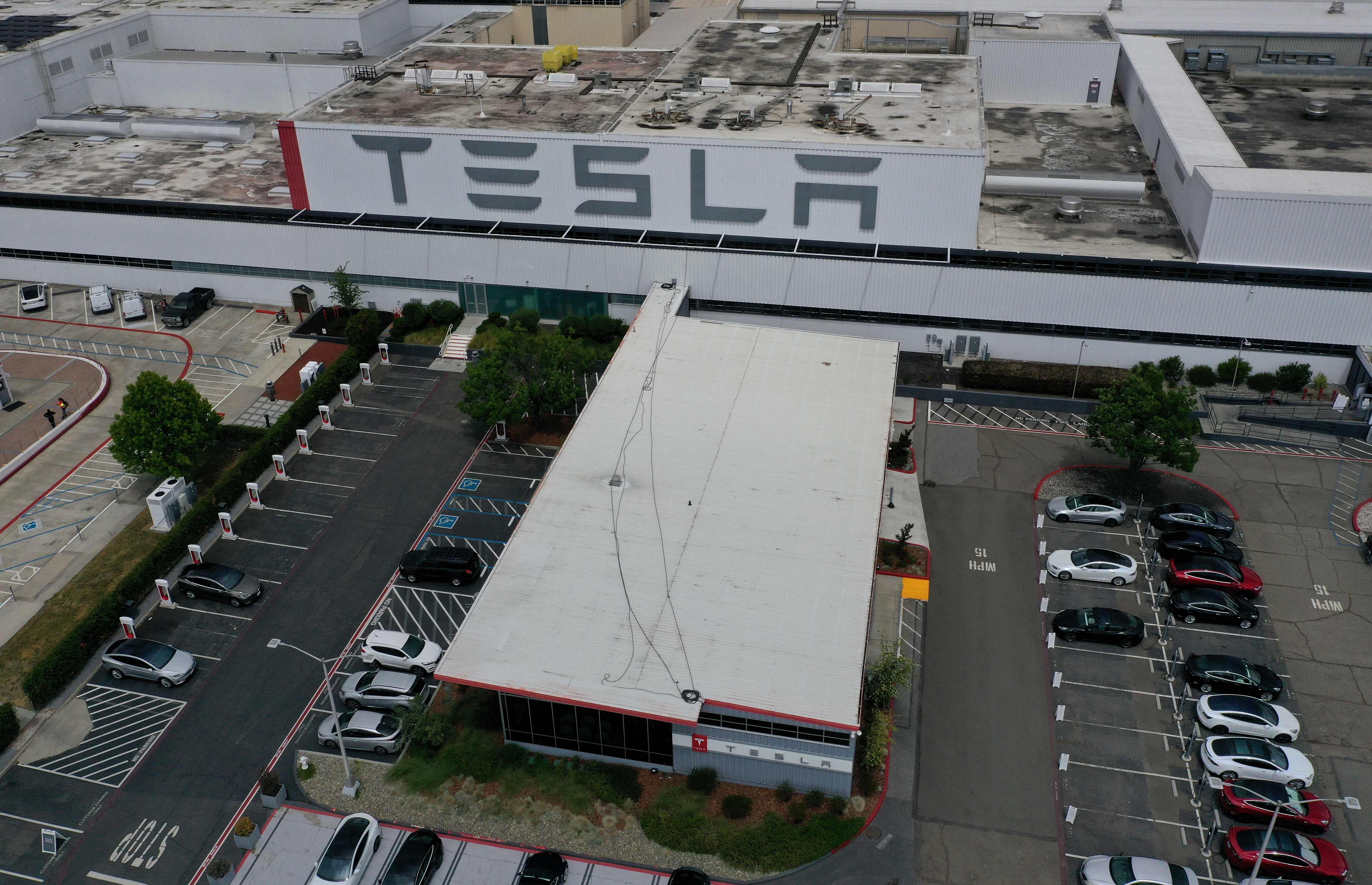 An aerial view of the Tesla. (AFP Photo)