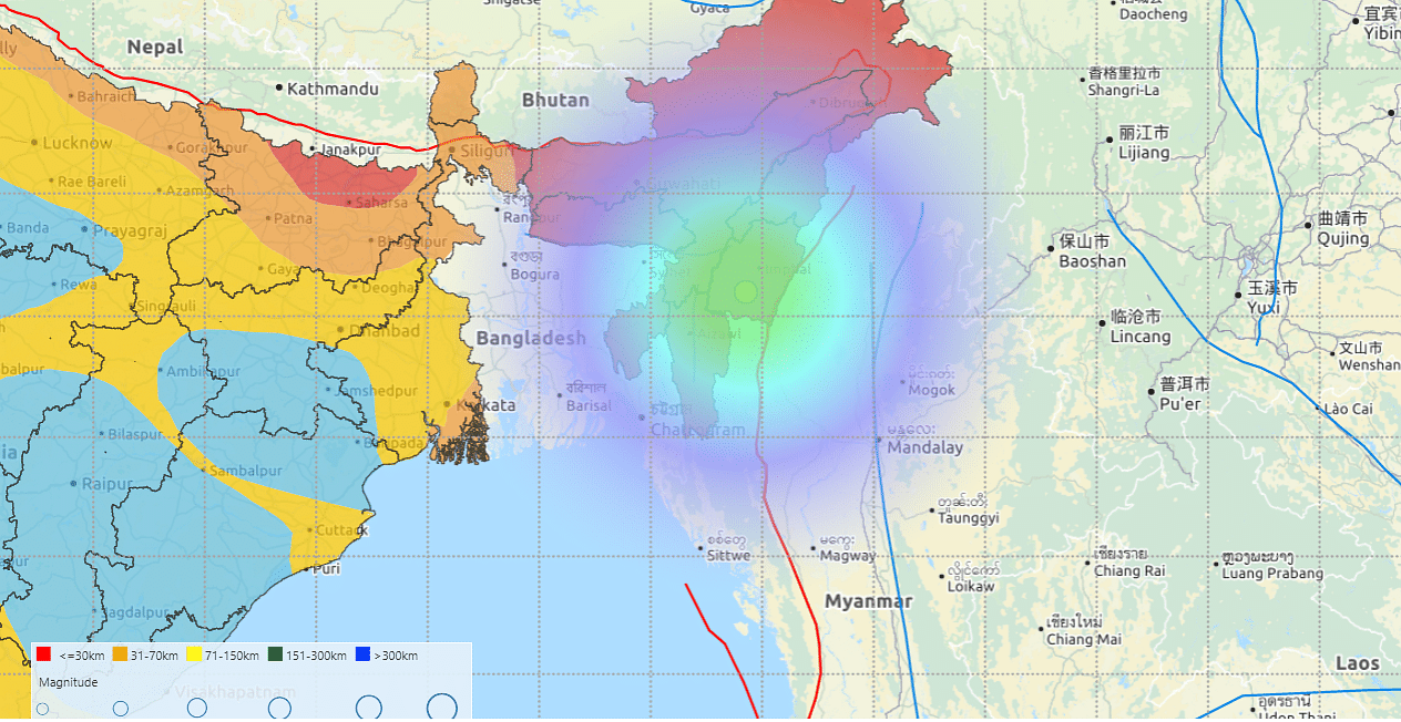 Map of Seismic activity in Manipur. (Credit: National Center for Seismology)
