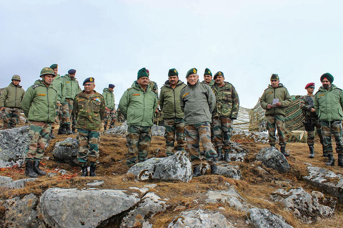 Army Chief General Bipin Rawat during the collective training conducted by troops of Eastern Command at Sela, approximately 90 kms from the Line of Actual Control (LAC) (PTI Photo)