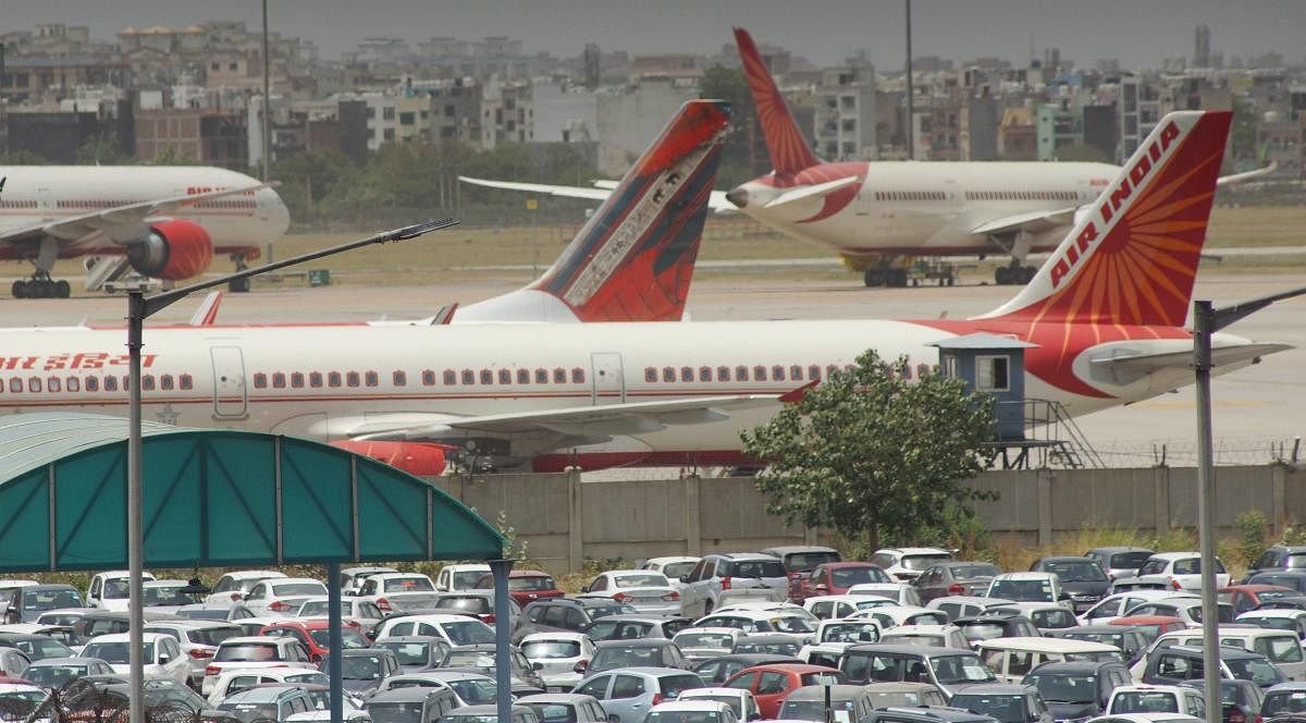 Aeroplanes parked at T3 of IGI airport for domestic travel after the resumption of flight services, in New Delhi (PTI Photo)