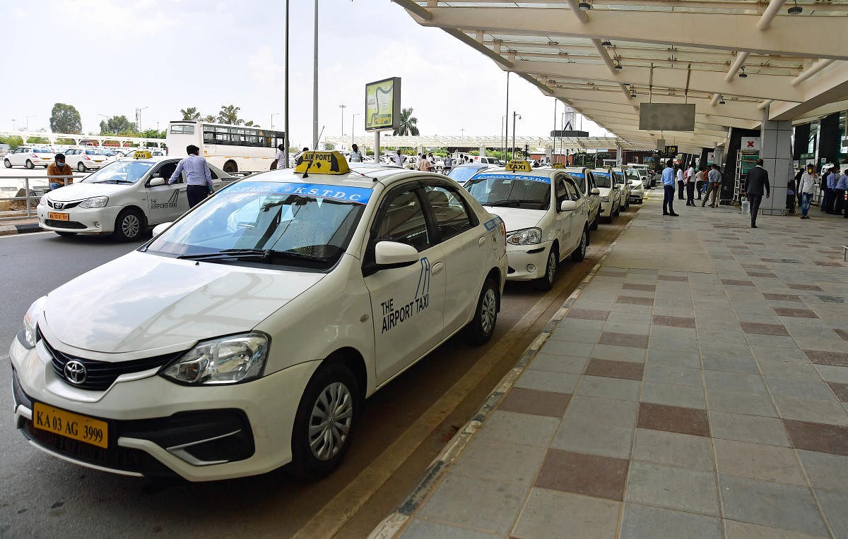 Cab drivers waited for nearly six to eight hours before returning empty. DH PHOTO/Krishnakumar P S