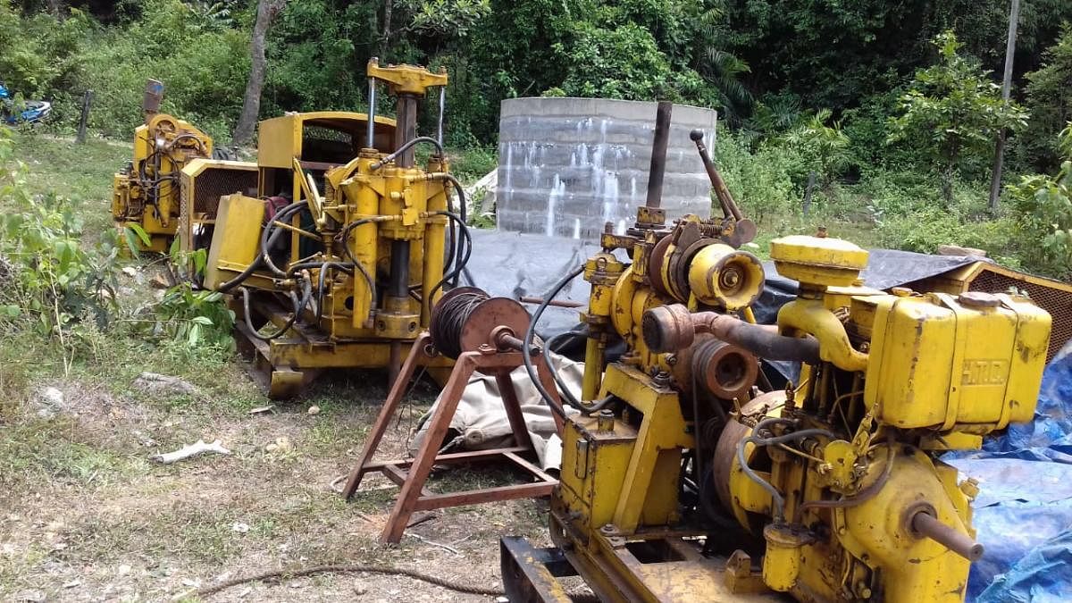 Heavy machinery to be used for drilling work of Sharavathi pumped storage hydel project inside the river valley.