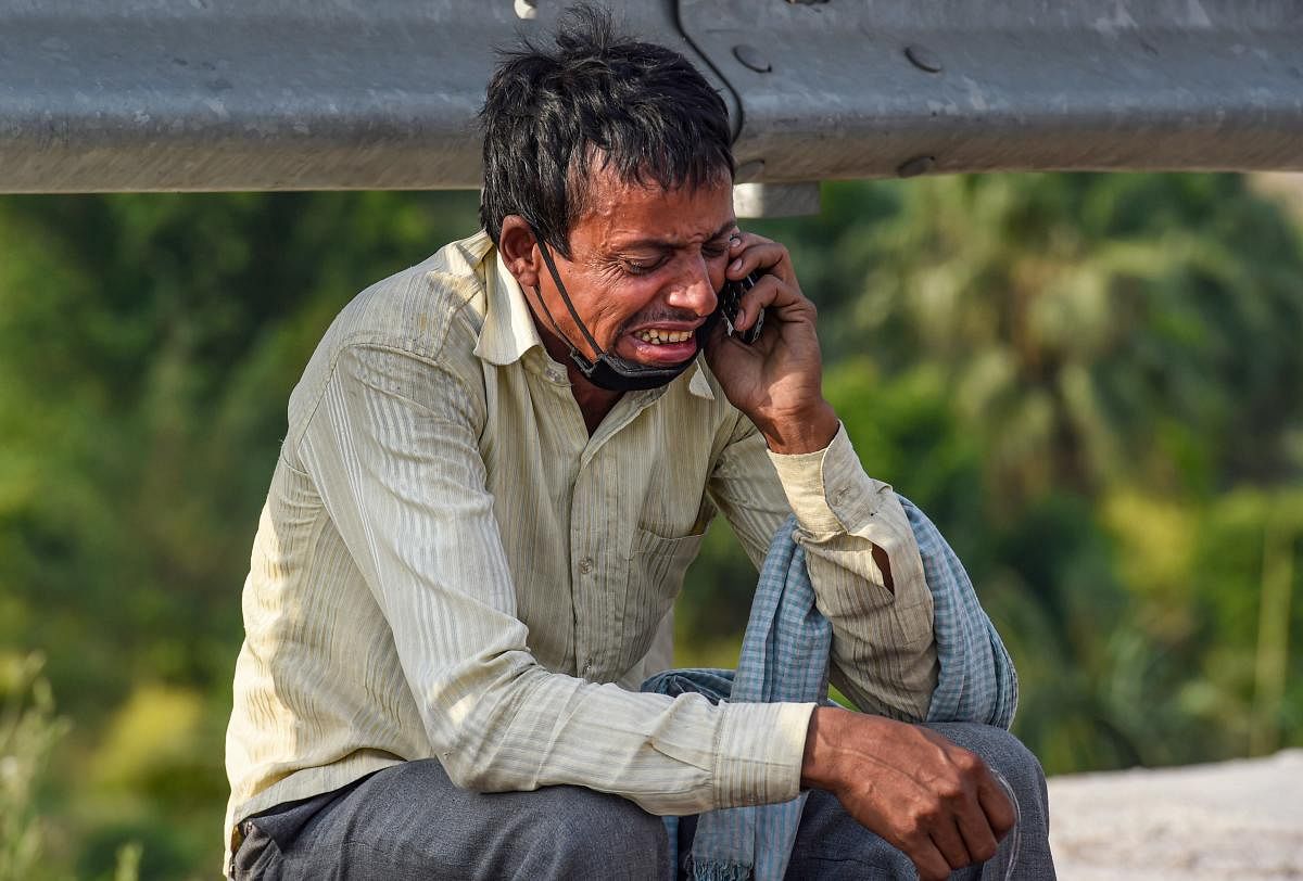 Yadav, who is the leader of the opposition in the state Assembly, interacted with Rampukar Pandit, who has since returned to his home in Begusarai district, via video conference. Credit: PTI Photo