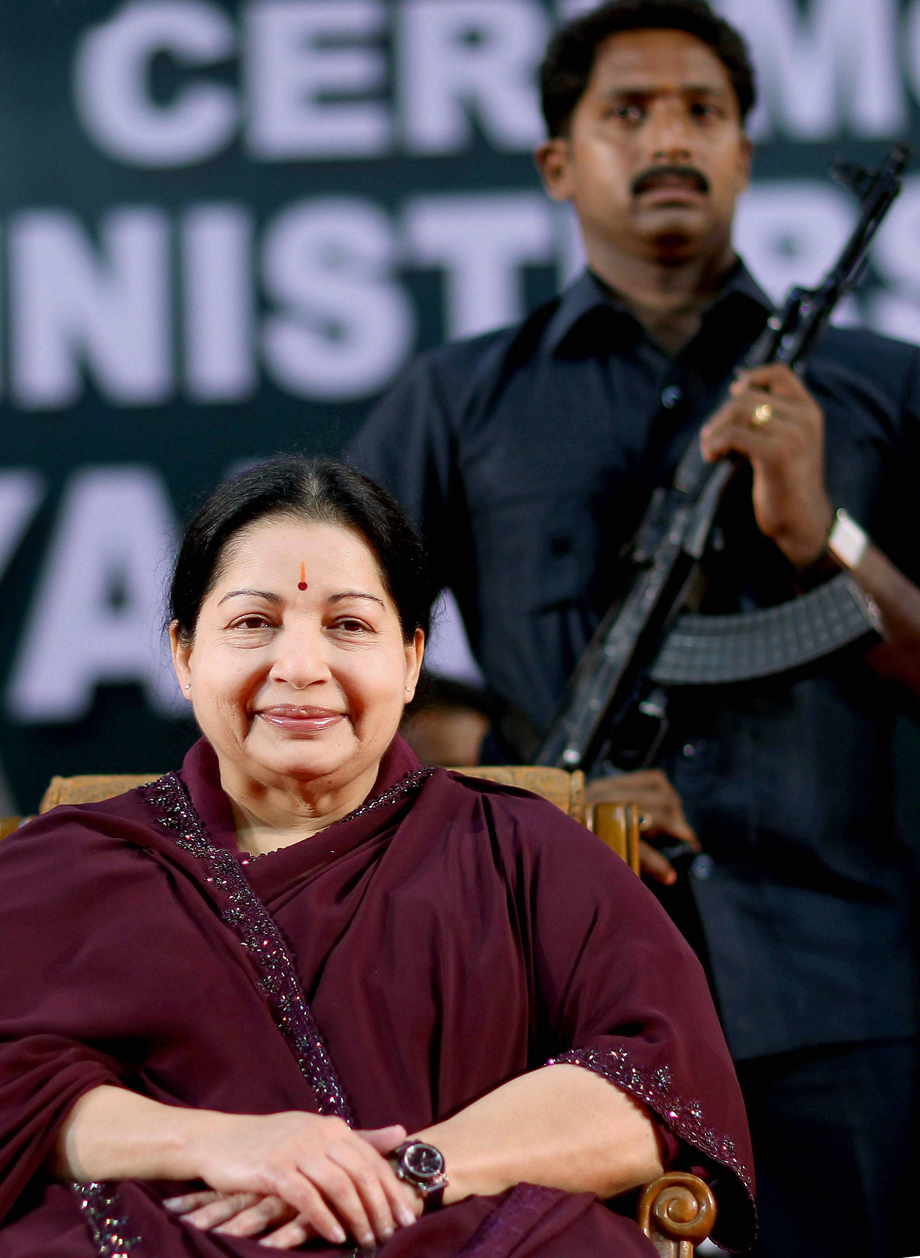 File picture of former Tamil Nadu chief minister and AIADMK supremo J Jayalalithaa (PTI Photo)
