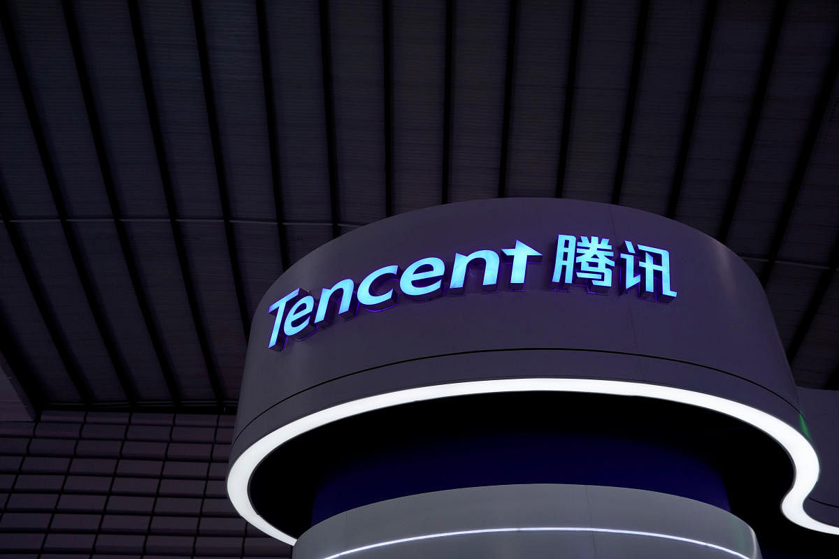 Tencent sign is seen at the World Internet Conference (WIC) in Wuzhen, Zhejiang province, China (Reuters Photo)