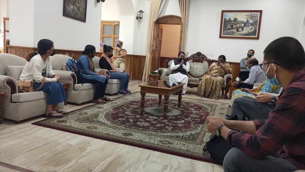 Mizoram Governor PS Sreedharan Pillai meeting the teachers and students in Aizawl on Monday. (Photo credit: Mizoram government) 