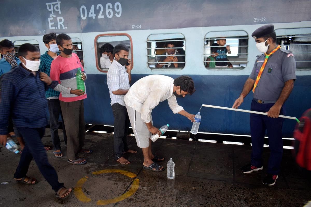 The migrants traveling in a Shramik Special train to their native places (PTI Photo)